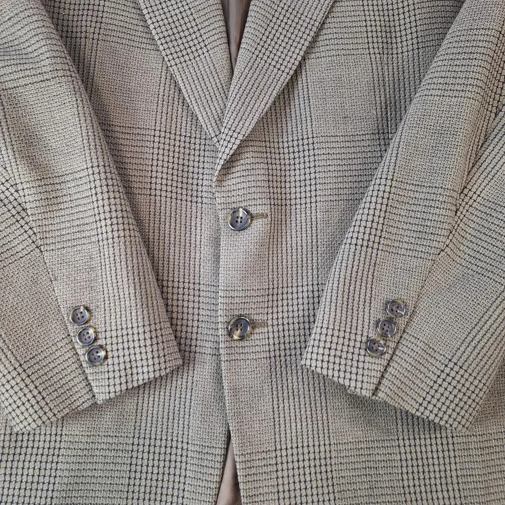 Canali Sport Coat Mens 42R Gray Wool Check Classic Fit Ventless 2 Button Italy